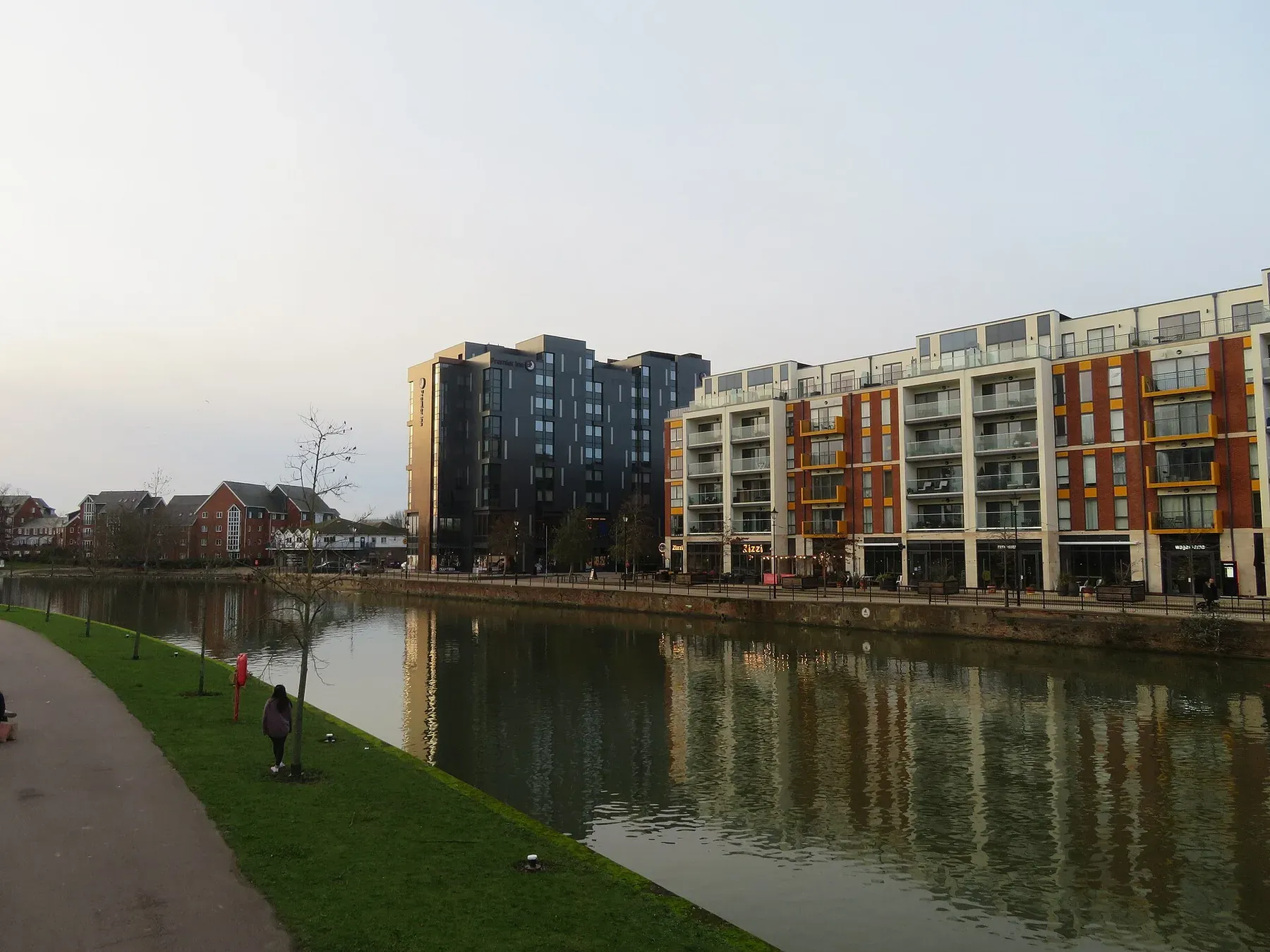 Modern buildings beside the River Great Ouse in Bedford